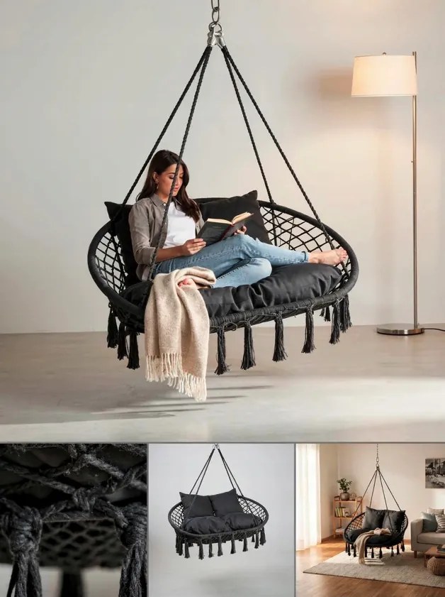 Висящ стол, щъркелово гнездо за 2 души - 320 кг svetlá sivá