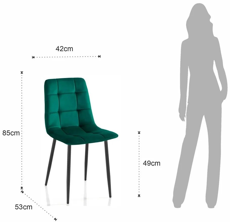 Зелени кадифени трапезни столове в комплект от 2 броя Faffy - Tomasucci
