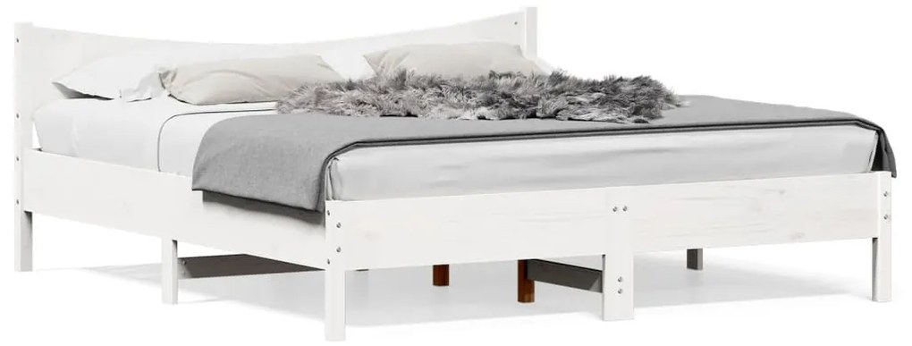 3216361 vidaXL Рамка за легло без матрак, бял, 180x200 см, бор масив