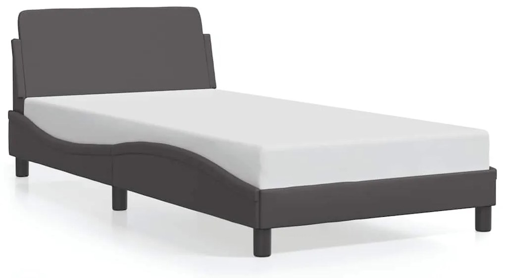 373141 vidaXL Рамка за легло Dover, сива, 100x200 см, изкуствена кожа