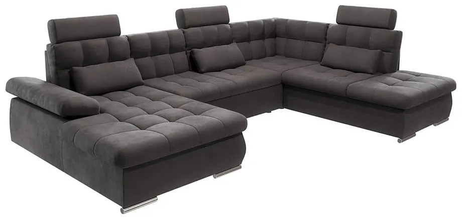 Антрацитен разтегателен ъглов диван с място за съхранение (десен ъгъл/U форма) Merkur – Ropez