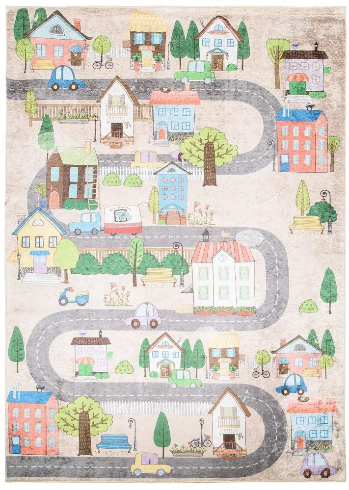 Детски килим с мотив на оживен град Ширина: 80 см | Дължина: 150 см