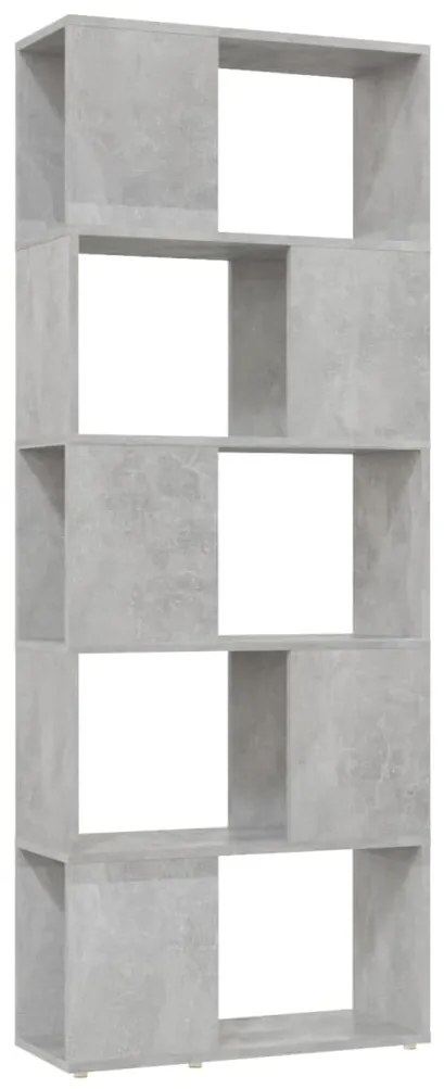 809093 vidaXL Библиотека, бетонно сива, 60x24x155 см, инженерно дърво
