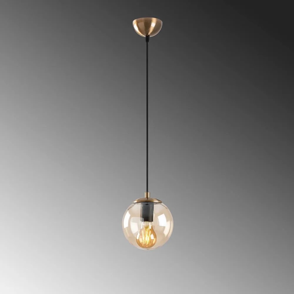 Висящо осветително тяло в златисто със стъклен абажур ø 15 cm Efe – Opviq lights