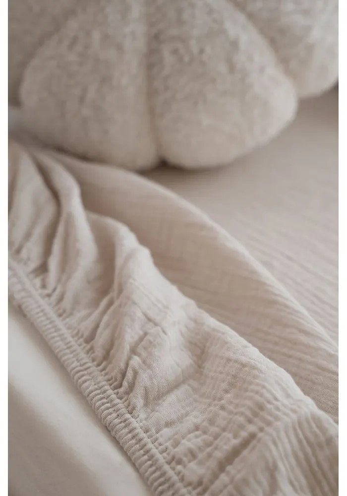 Бежов еластичен муселинов детски чаршаф 60x120 cm Burumcuk – Mijolnir