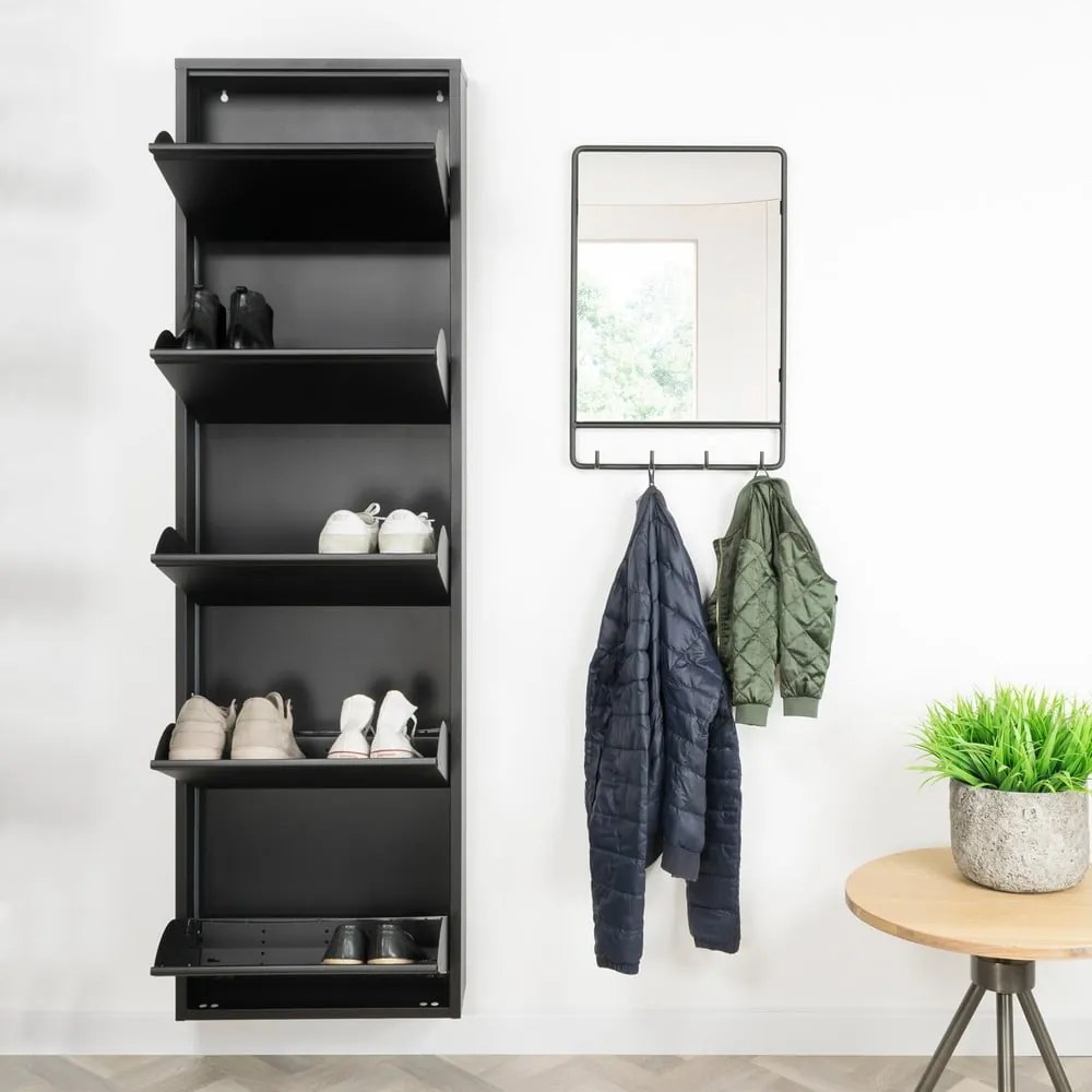 Черен метален шкаф за обувки Billy - Spinder Design