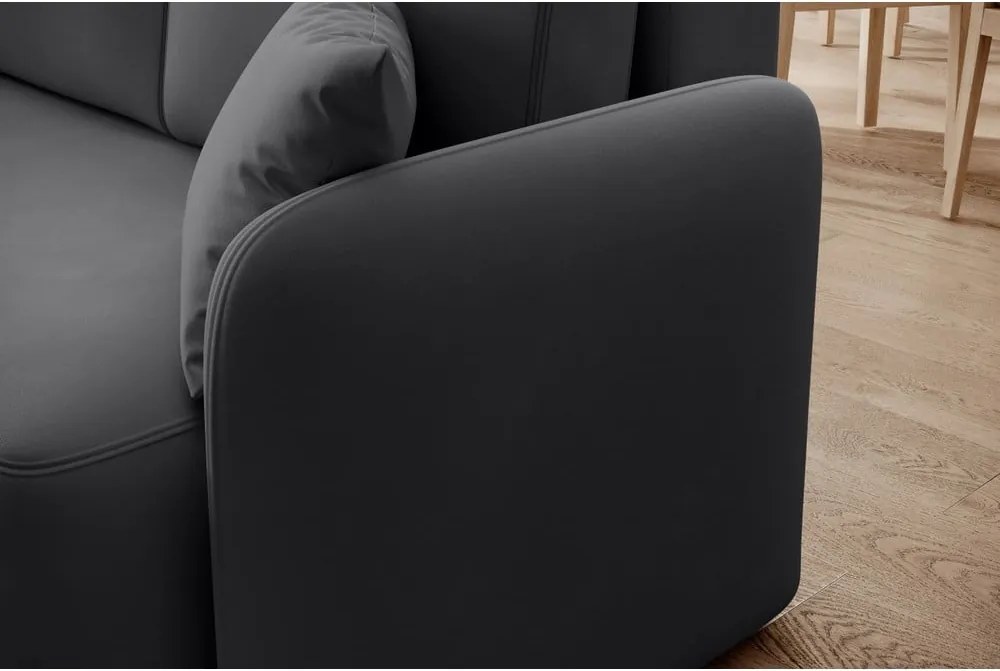 Кафяво-сив кадифен разтегателен ъглов диван с място за съхранение (ляв ъгъл) Hadson – ELTAP