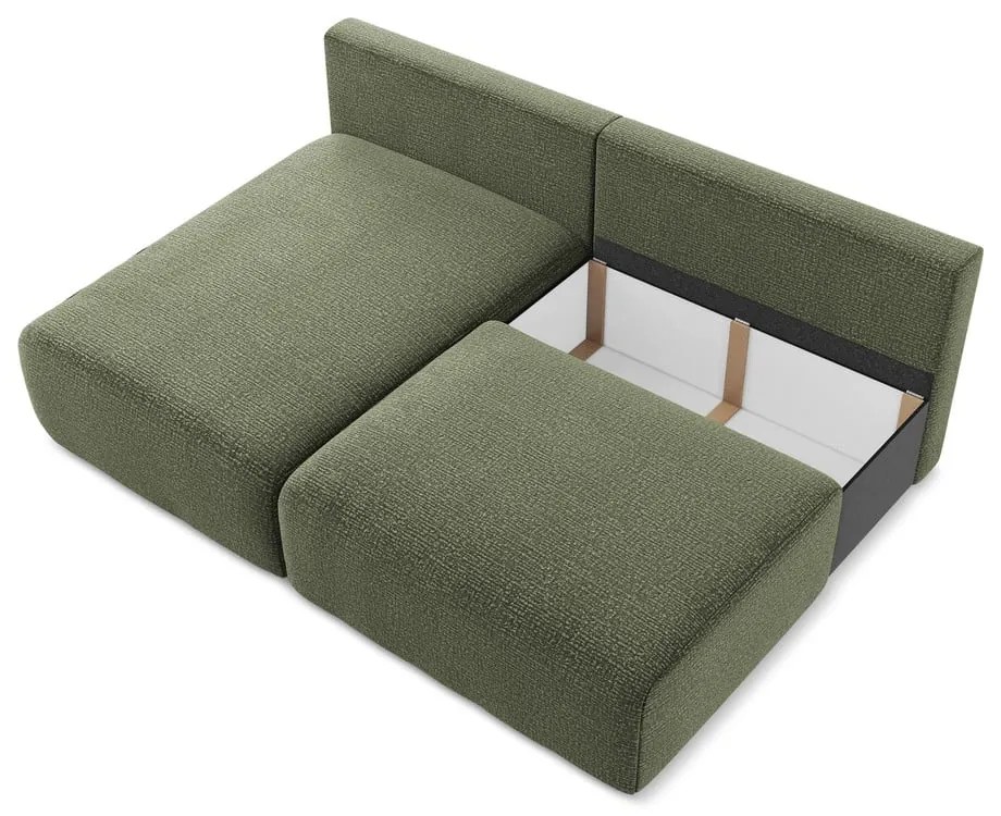 Зелен разтегателен ъглов диван с място за съхранение (ляв ъгъл) Kalena – Makamii