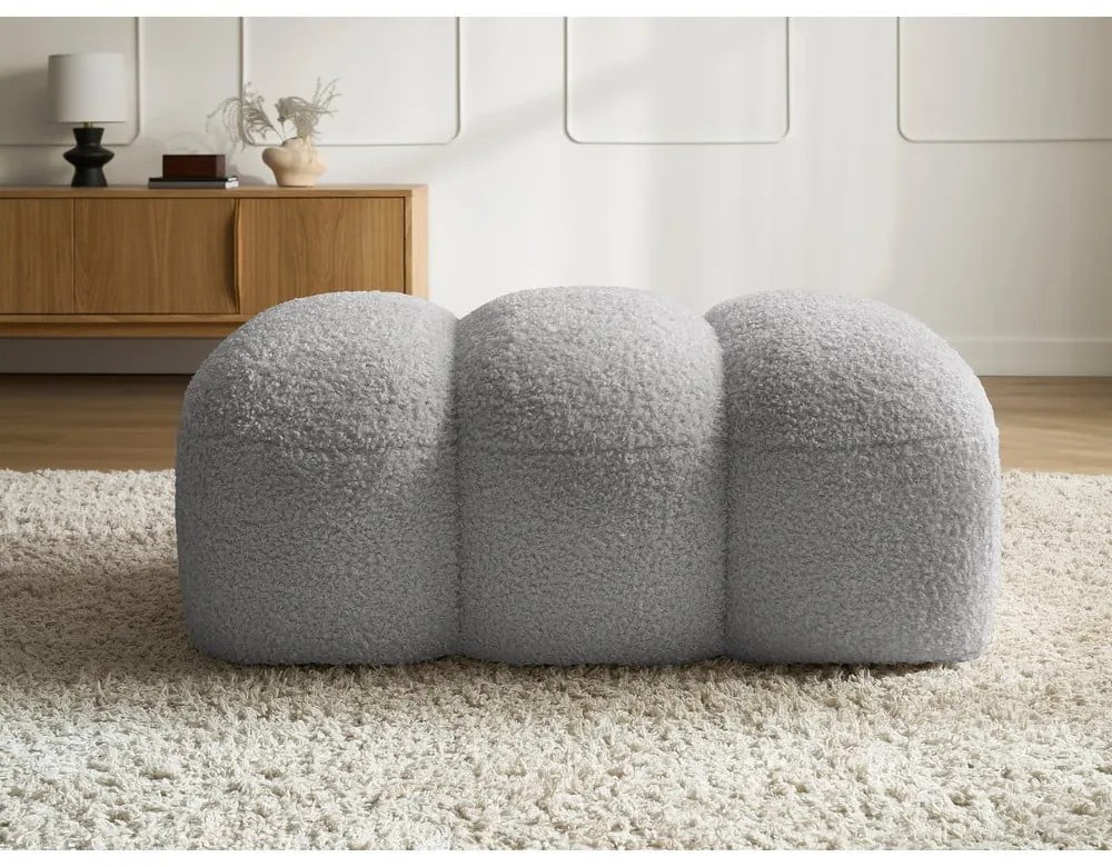 Светлосива табуретка от прежда с примки от букле Hippolyte – Bobochic Paris