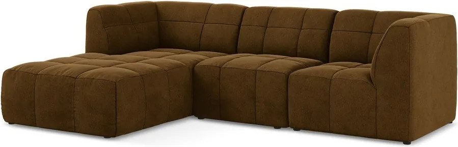 Кадифен ъглов диван в цвят горчица (ляв ъгъл) Aloha – Makamii