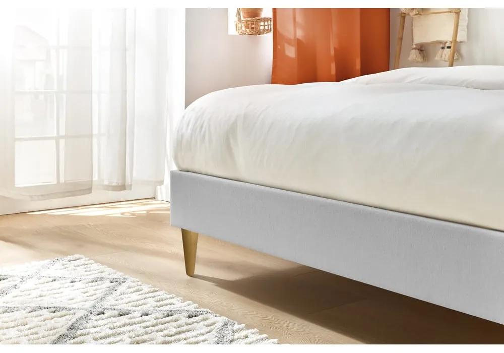 Светлосиво тапицирано двойно легло с решетка 160x200 cm Rory - Bobochic Paris