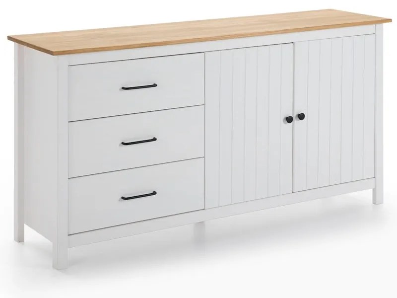 Бял нисък скрин от масивен бор 150x80 cm Miranda – Marckeric