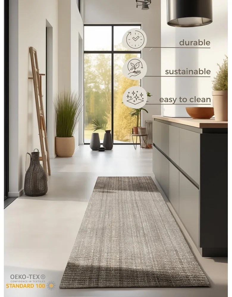 Кафяво-сива ютена пътека 80x200 cm Bouclé – Hanse Home