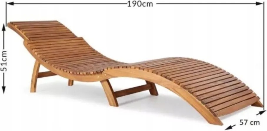 Сгъваем дървен шезлонг от акациева дървесина