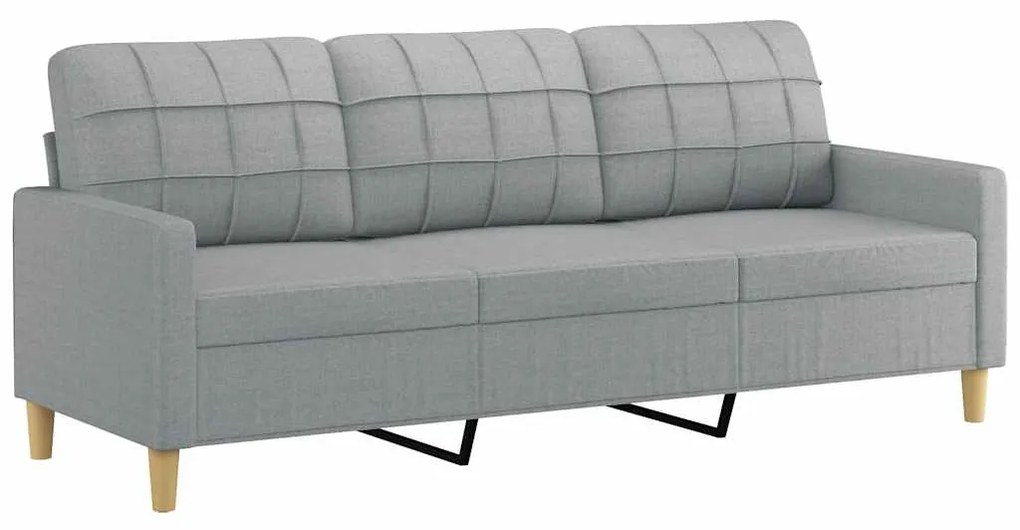 359099 vidaXL 3-местен диван, светлосив, 180 см, плат