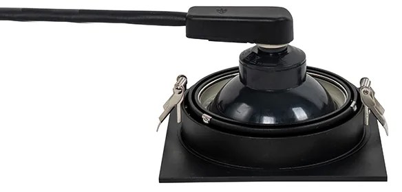 Квадратен вграден прожектор черен регулируем - Chuck 111