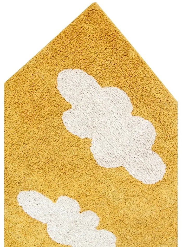 Памучен ръчно изработен детски килим подходящ за пране горчица 120x160 cm Clouds Mustard – Lorena Canals