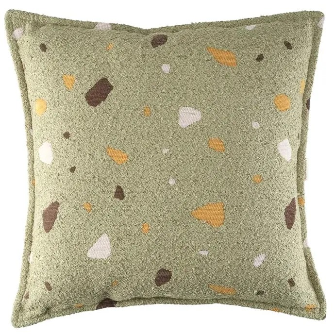 Зелена детска възглавница за диван от букле и шенила Terrazzo Block – Wigiwama
