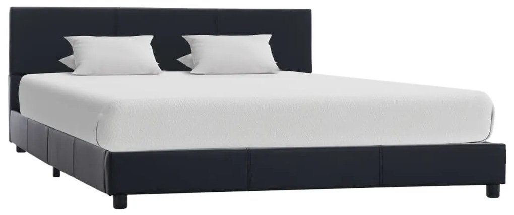 284772 vidaXL Рамка за легло, черна, изкуствена кожа, 160x200 cм