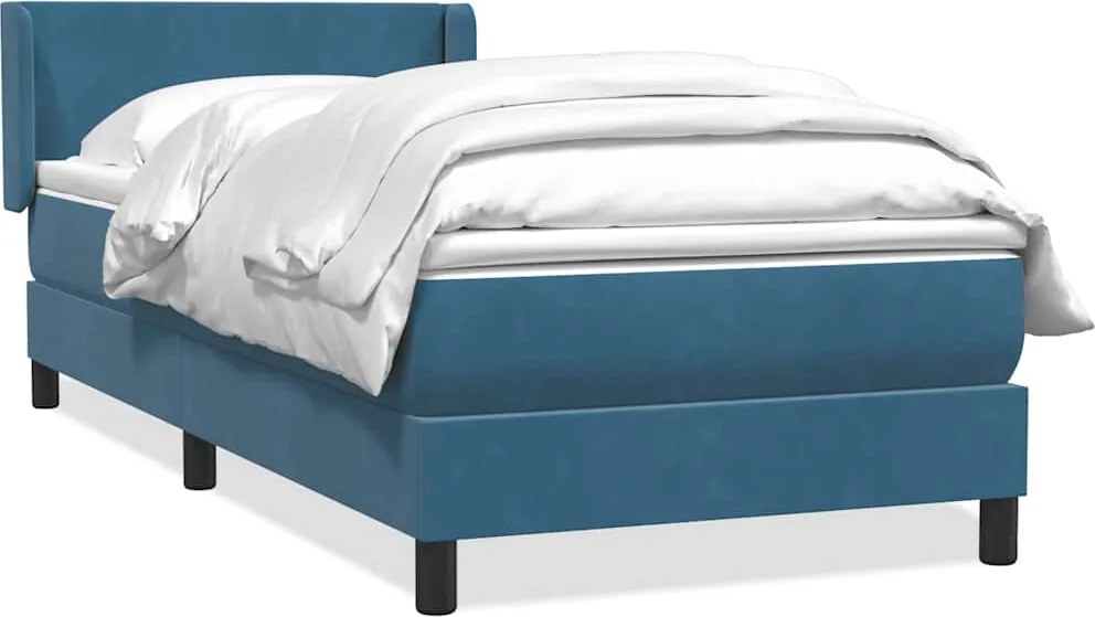 3317929 vidaXL Боксспринг легло с матрак, тъмносиньо, 80x210 cm, кадифе