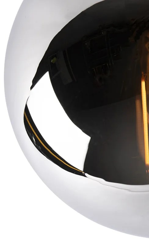 Таванна лампа в стил арт деко черна с опушено стъкло - Pallon