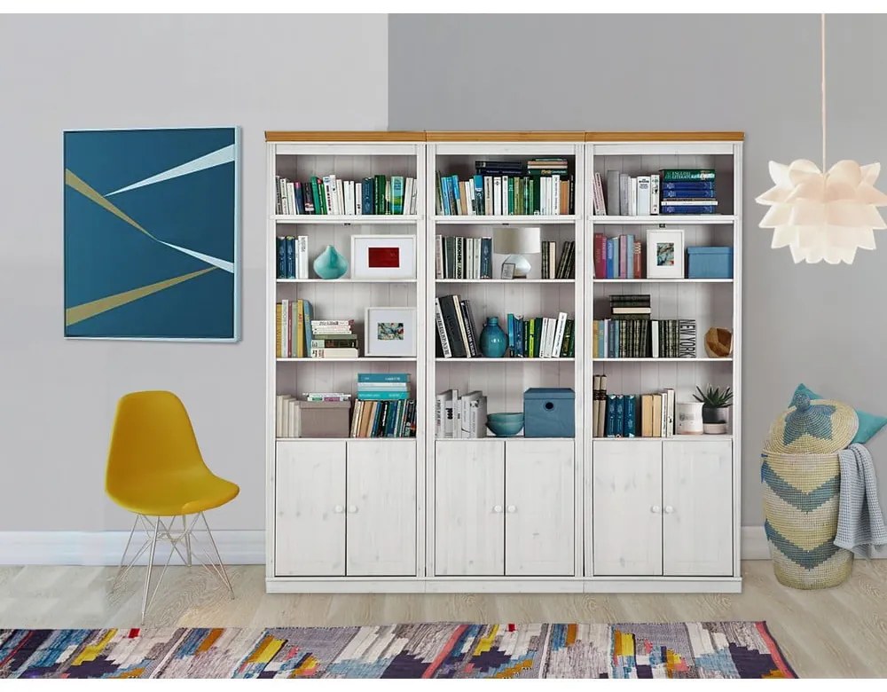 Бяла библиотека от масивен бор 222x223 cm Anita – Støraa