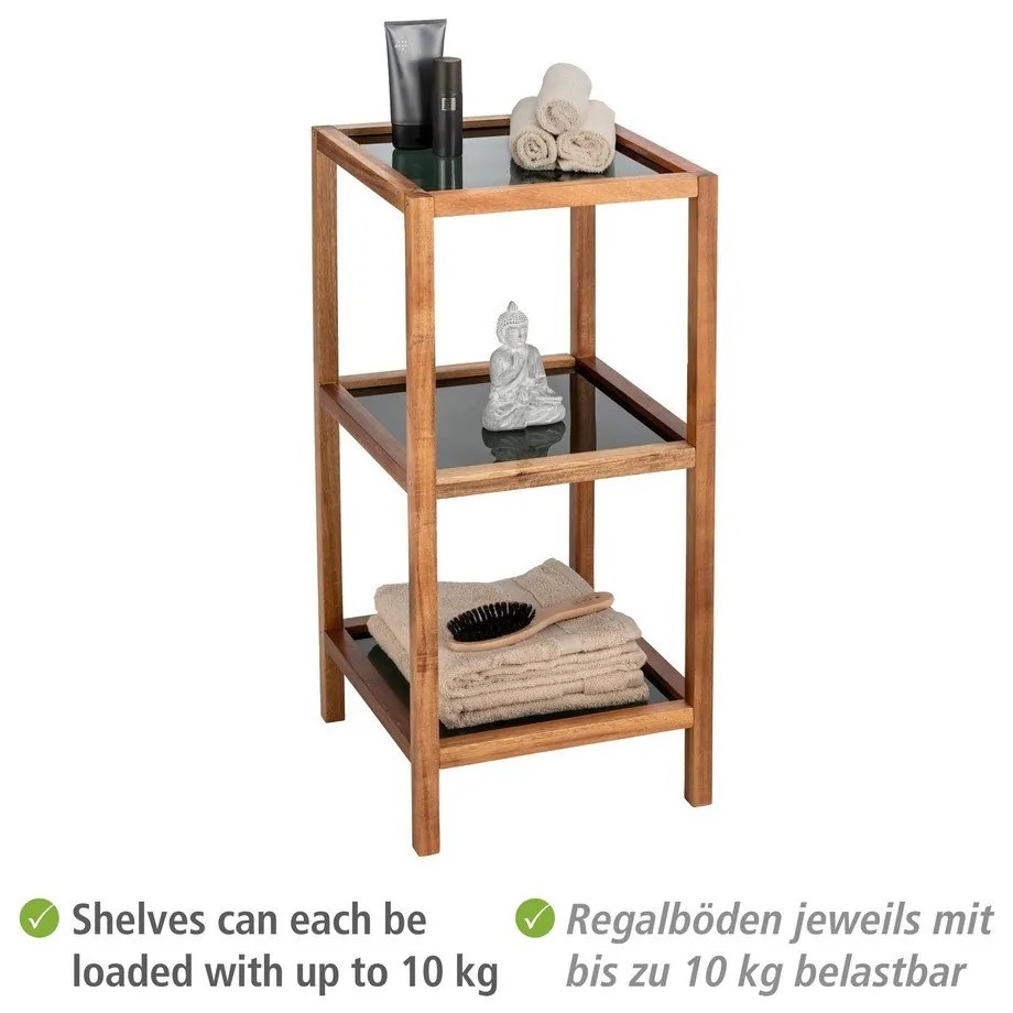 Стъклен рафт за баня в черен и естествен цвят 36x79 cm Fondi - Wenko