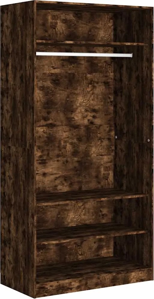 826614 vidaXL Гардероб, опушен дъб, 100x50x200 см, инженерно дърво