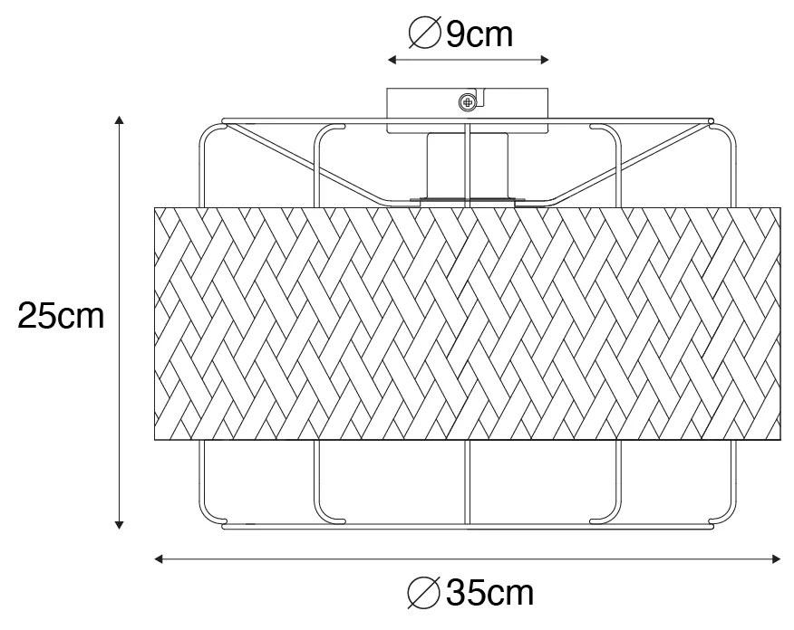 Ориенталски таванен аплик черен с бамбук - Irena