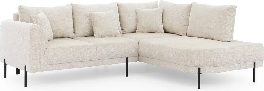 Бежов шенилов ъглов диван (десен ъгъл/L форма) Mauris – Ropez