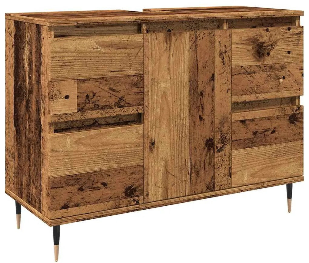 857232 vidaXL Шкаф за баня, старо дърво, 80x33x60 см, инженерно дърво