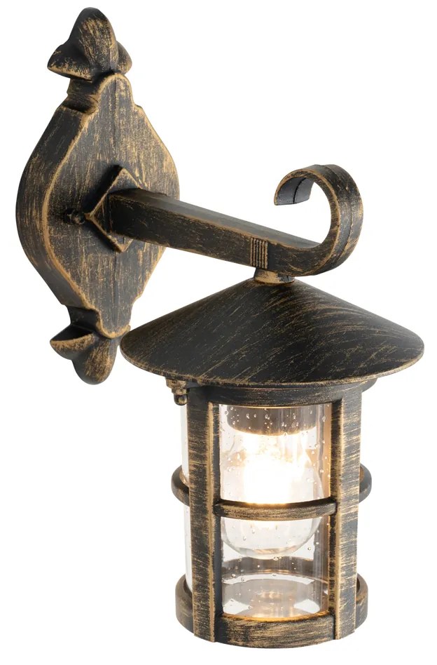 Класически външен стенен фенер антично злато IP44 - Herb