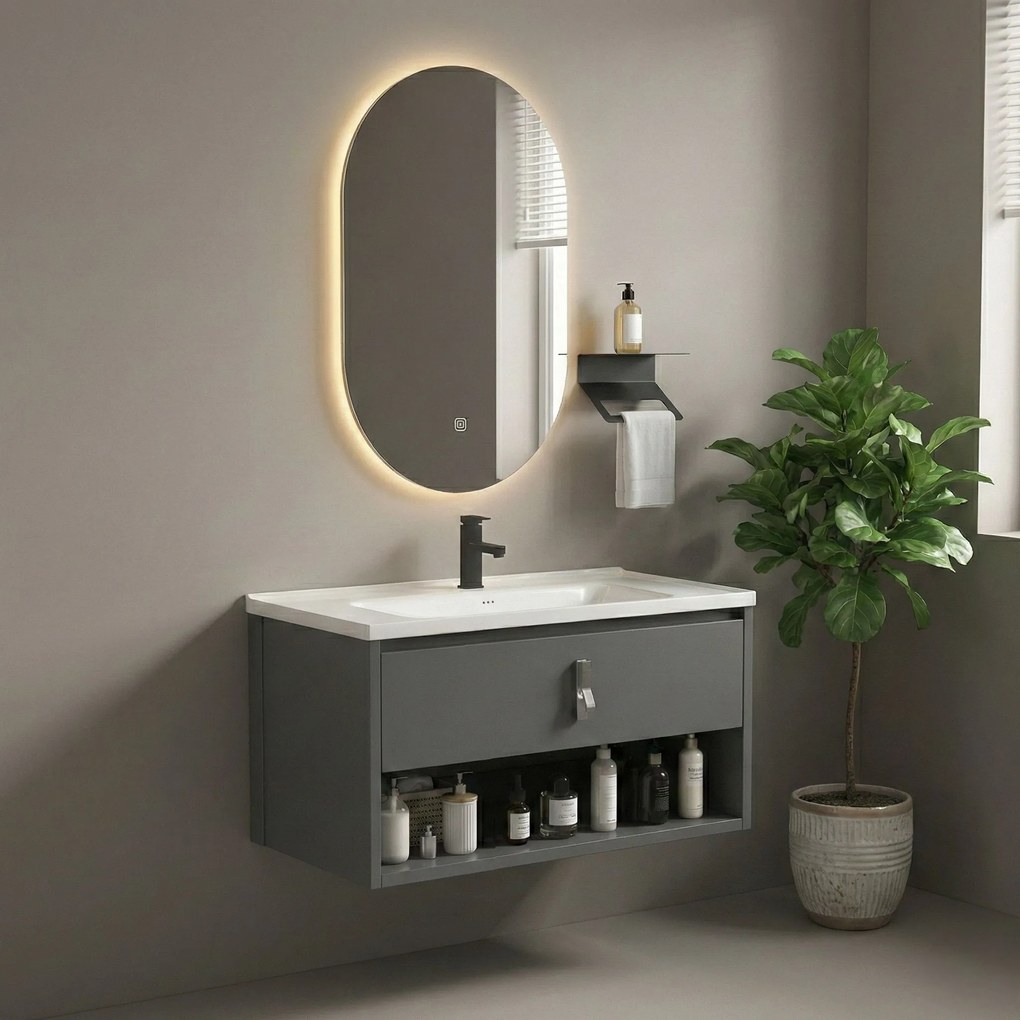 Комплект мебели за баня с мивка Toledo 80cm Grey