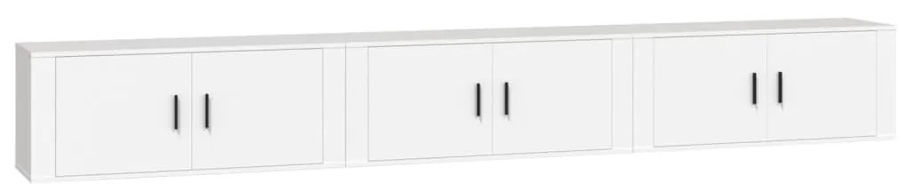 3188374 vidaXL ТВ шкафове със стенен монтаж, 3 бр, бели, 100x34,5x40 см