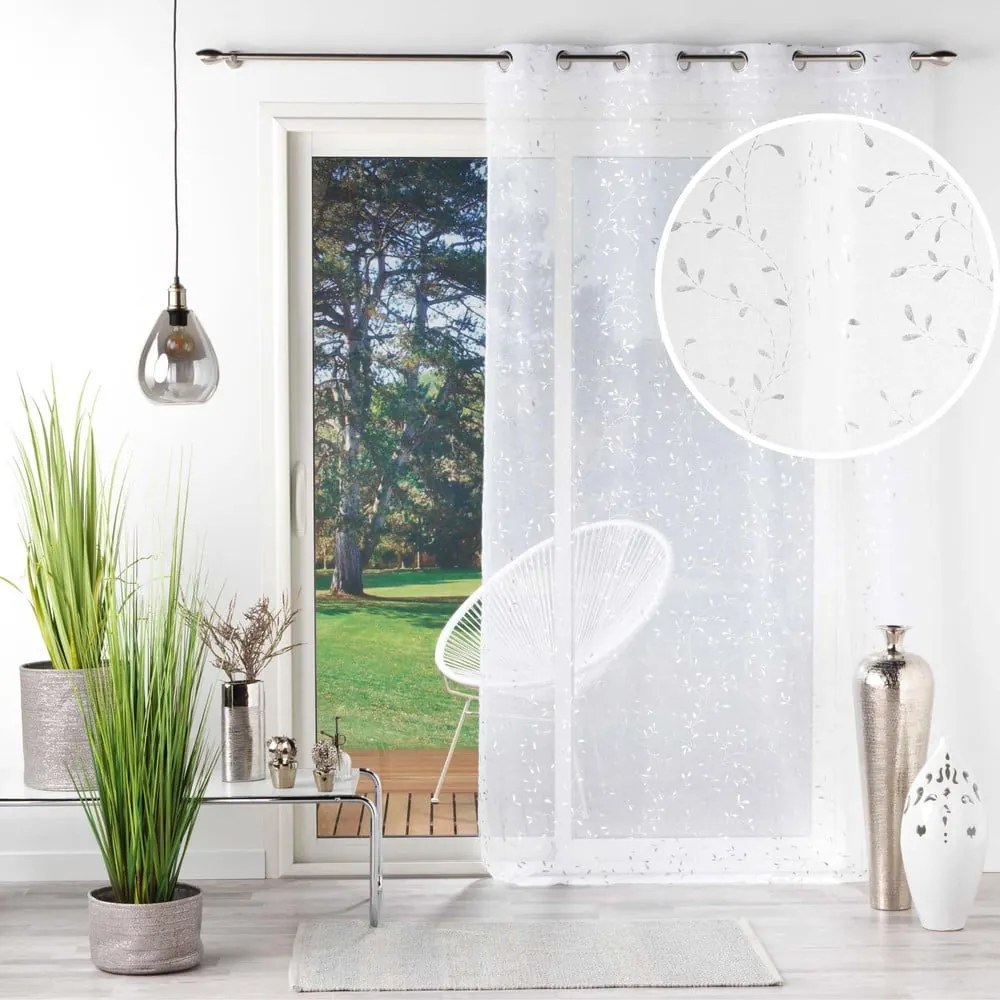 Бяло-сребриста завеса от воал 140x240 cm Floressia – douceur d'intérieur
