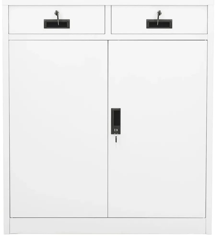 336409 vidaXL Офис шкаф, бял, 90x40x102 см, стомана