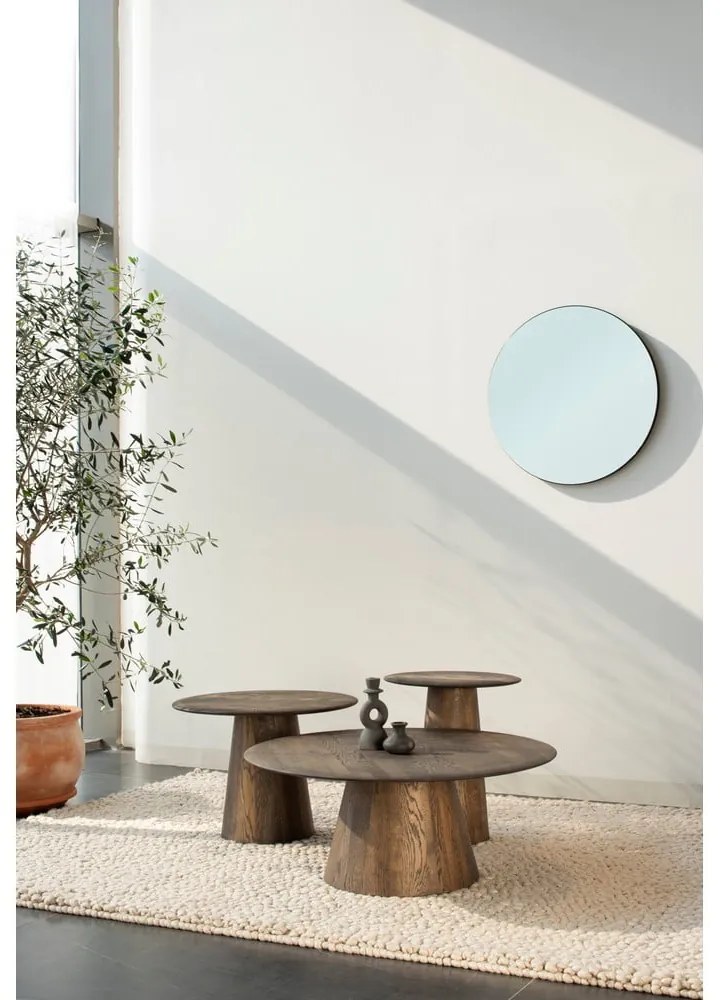 Кафява кръгла масичка за кафе от масивен дъб ø 80 cm Mushroom – Gazzda