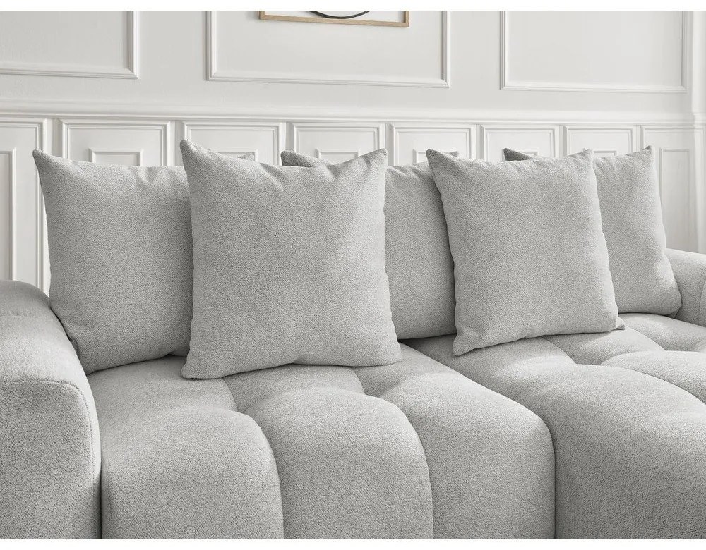 Светлосив шенилов разтегателен ъглов диван с място за съхранение (десен ъгъл) Roxelane – Bobochic Paris