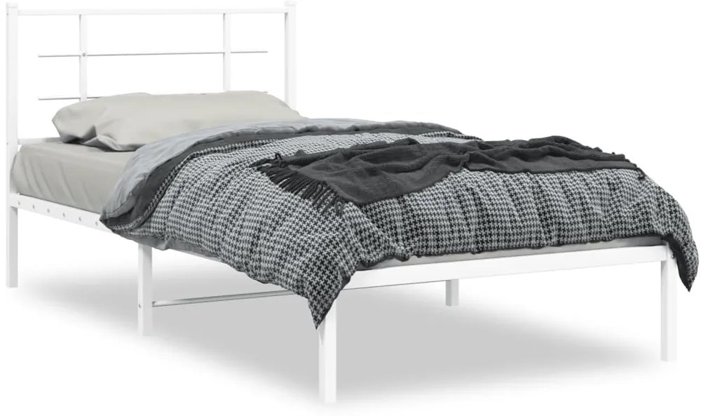 355605 vidaXL Метална рамка за легло с горна табла, черна, 100x200 см