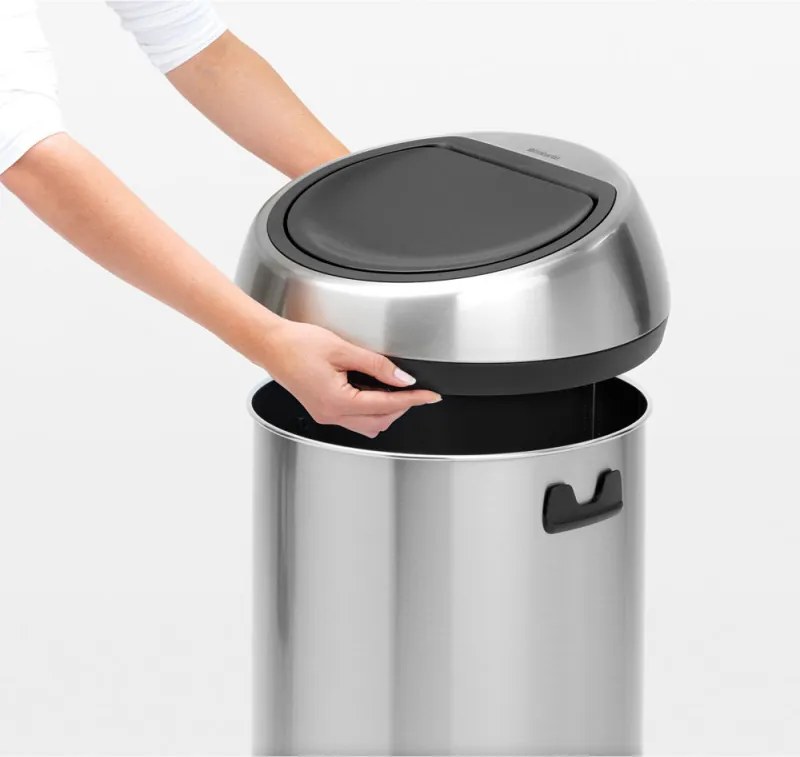 Кош за боклук Brabantia Touch Bin 647251, 60 л, Плавно и безшумно отваряне, Черен/инокс