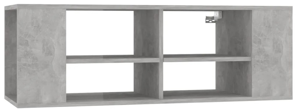 806242 vidaXL ТВ шкаф за стенен монтаж, бетонно сив, 102x35x35 см