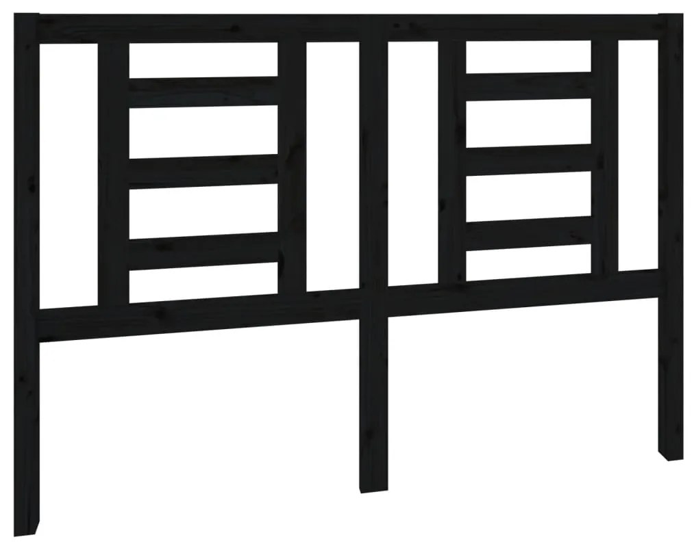 818819 vidaXL Горна табла за легло, черна, 141x4x100 см, бор масив