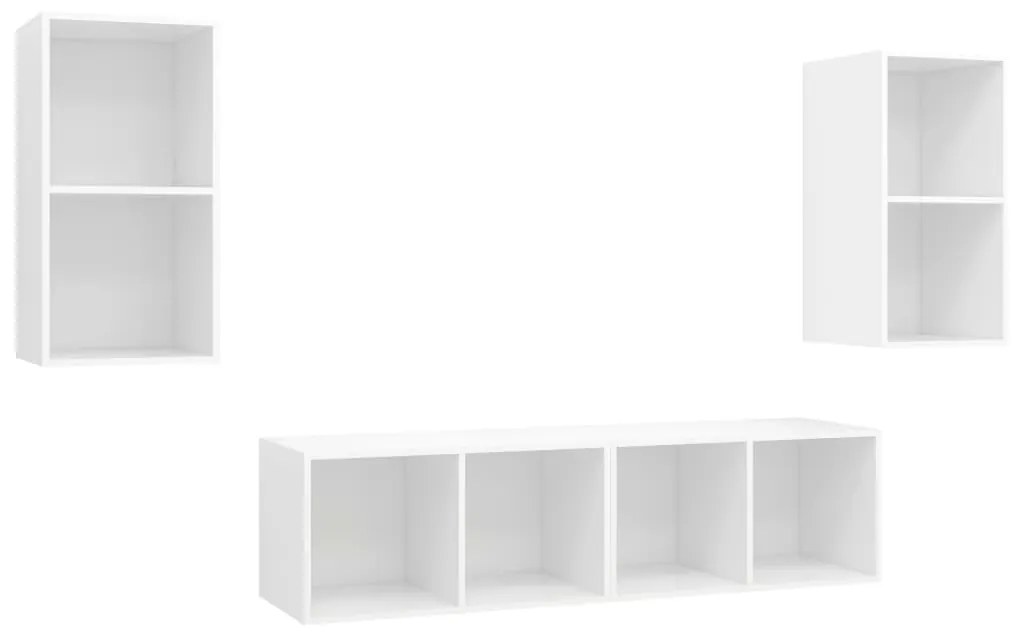 3079871 vidaXL ТВ шкафове за стенен монтаж, 4 бр, бели, инженерно дърво