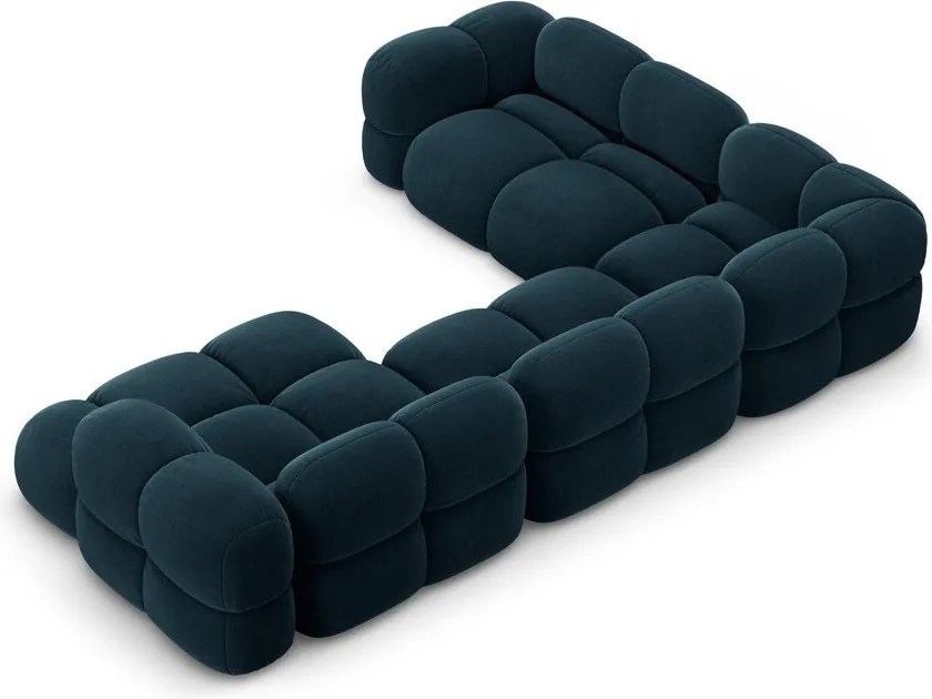 Тъмносин кадифен ъглов диван (ляв ъгъл/U форма) Loretto – Cosmopolitan Design