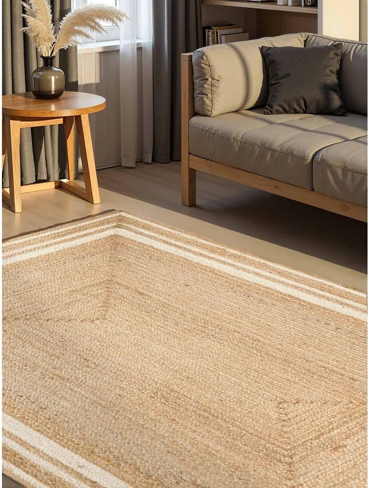 Кремав/в естествен цвят двустранен/ръчно изработен ютен килим 120x170 cm Jutta – Hanse Home