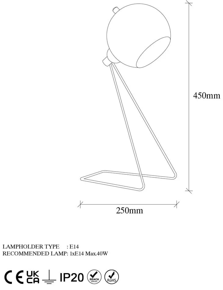 Настолна лампа в меден цвят с метален абажур (височина 45 cm) Oala – Opviq lights