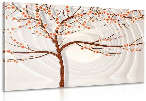 Картина на платно – Модерно дърво на абстрактен фон