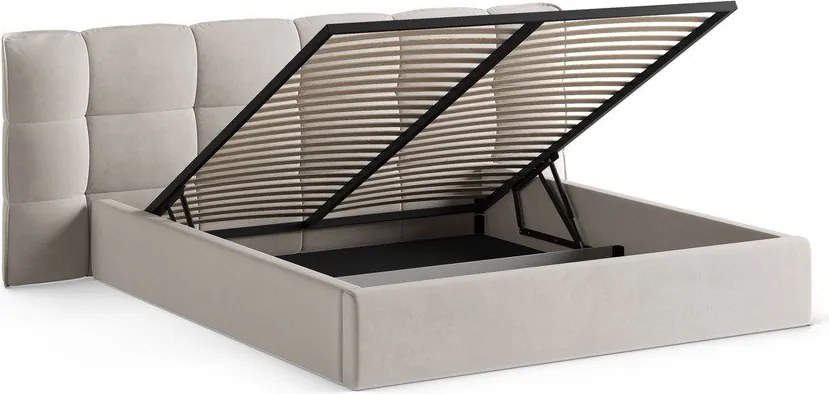 Бежово двойно легло 180x200 cm тапицирано с място за съхранение с включена подматрачна рамка Eric – Micadoni
