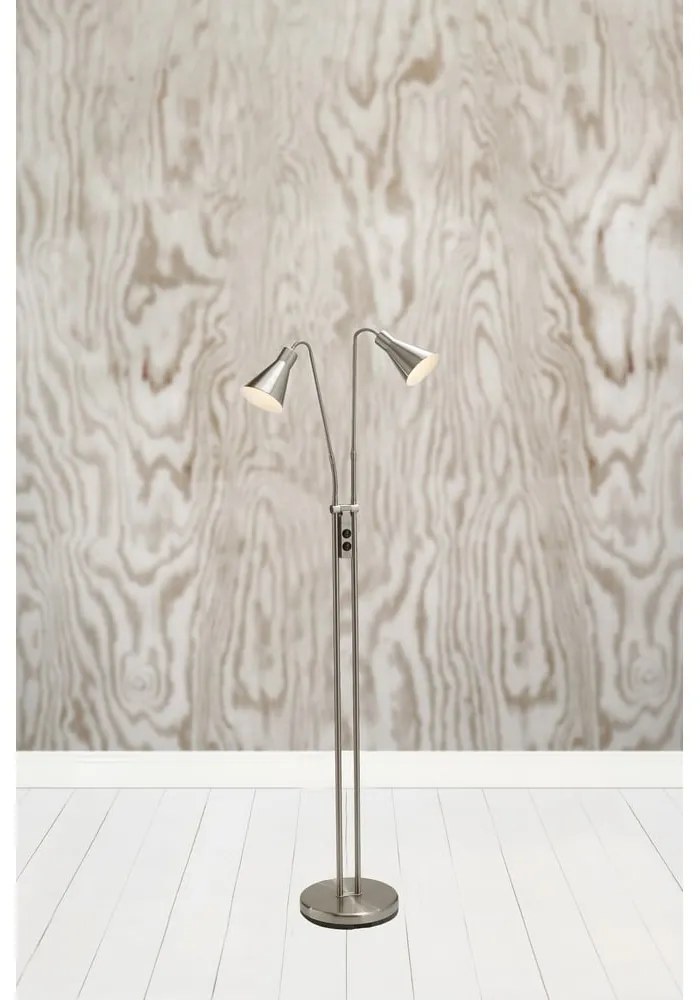 Подова лампа в сребрист цвят с метален абажур (височина 150 cm) Odense – Markslöjd