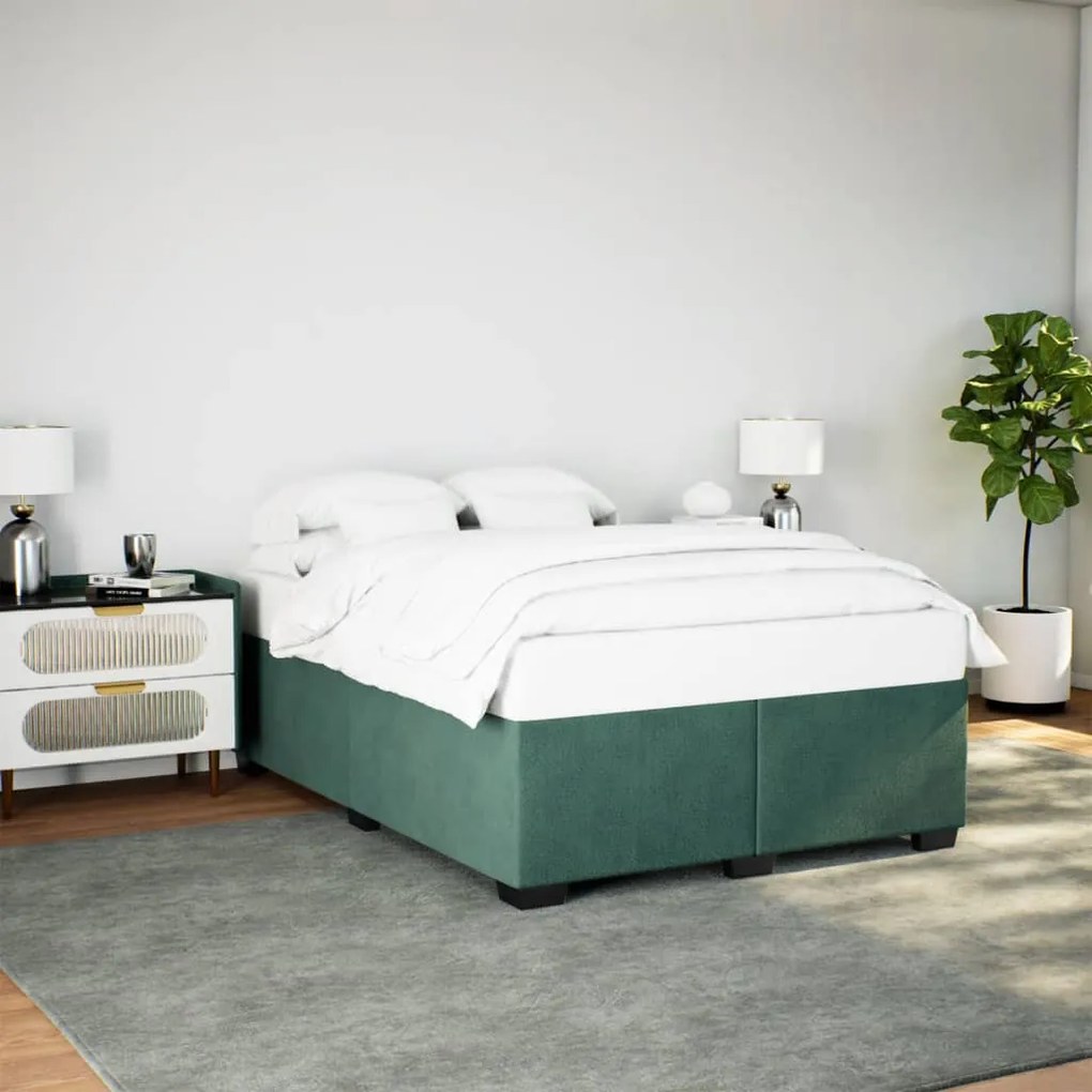 3284646 vidaXL Рамка за легло без матрак, тъмнозелена, 160x200 см, кадифе